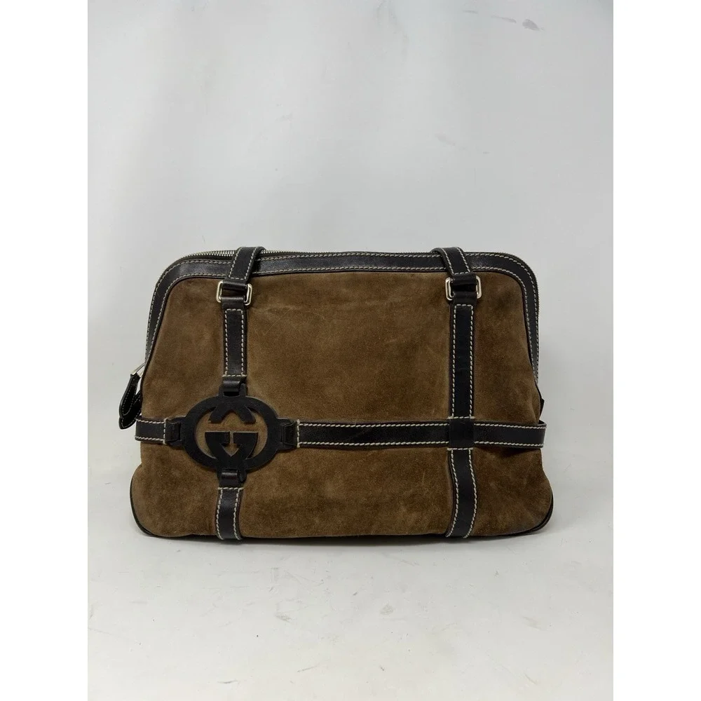 GUCCI Suede Interlocking G Royal Satchel Rare - Picture 1 of 16